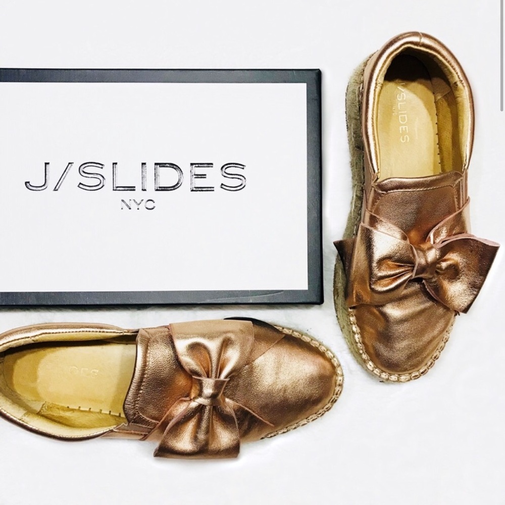 J Slides Metallic Bow Espradille Slides - image 1